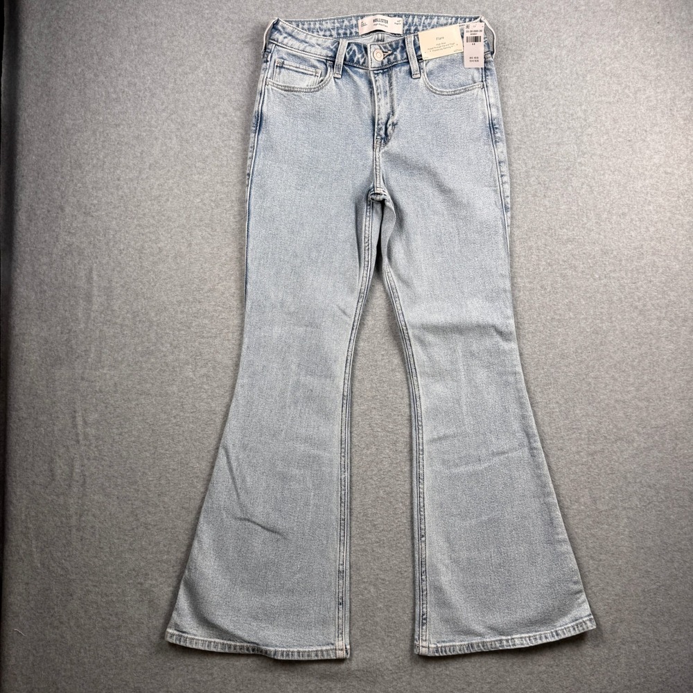 Hollister Flare Jeans Womens 4 / 27 Light Wash Heart Pockets High Rise Y2K NEW